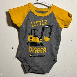 John Deere Gray and Yellow Baby Onesie